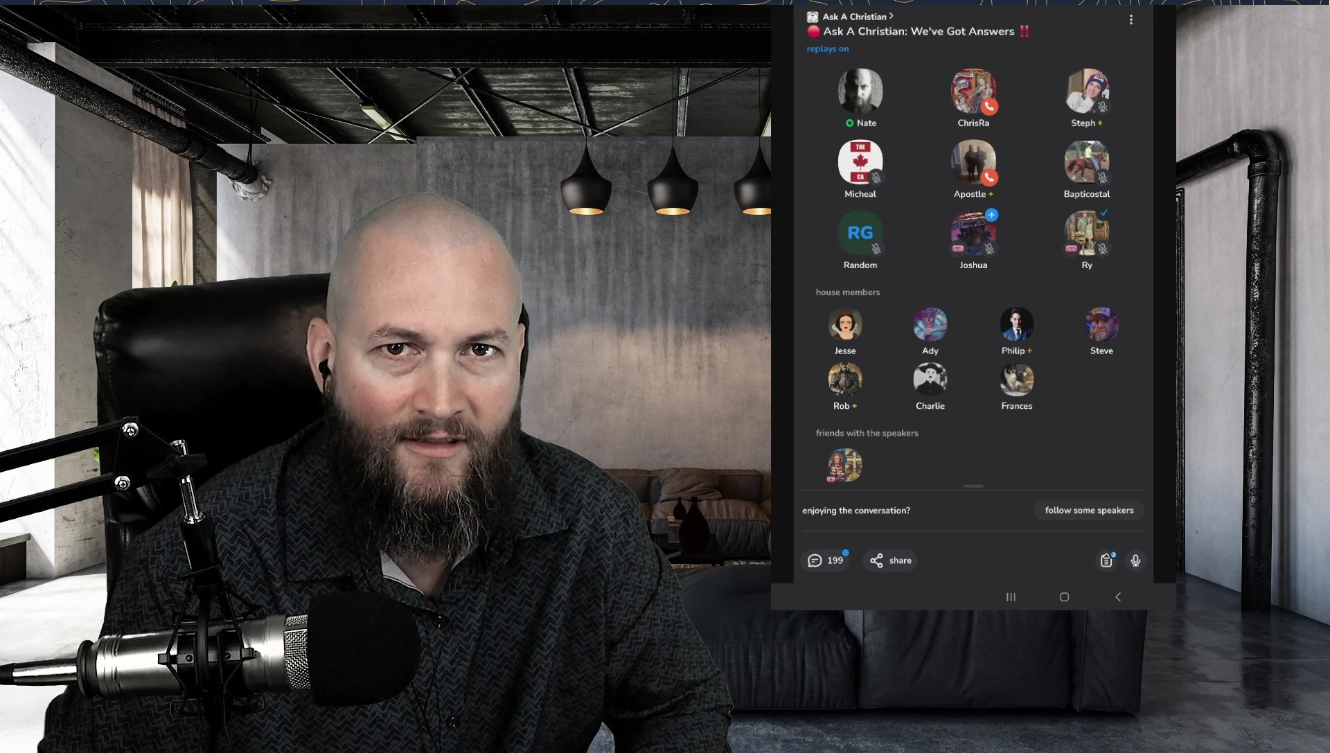 Nate Cunningham hosting Ask A Christian Podcast on Clubhouse