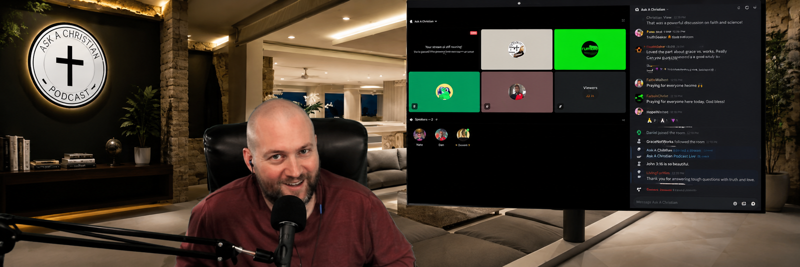 Nate Cunningham hosting Ask A Christian Podcast on Clubhouse